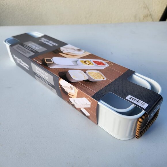 NEW Better Homes & Gardens Galvanized Bowls Tray Rectangle Condiment Tray Set 4 - Picture 2 of 14